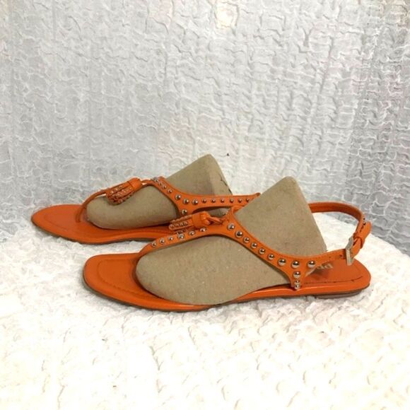 Prada Stud Tassel Orange Leather Sandals Size 38 - Picture 4 of 9